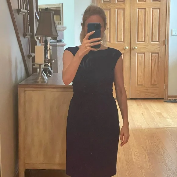 Ralph Lauren Blue Purple Twist Front Cap Sleeve Knee Length Dress - Picture 9 of 11